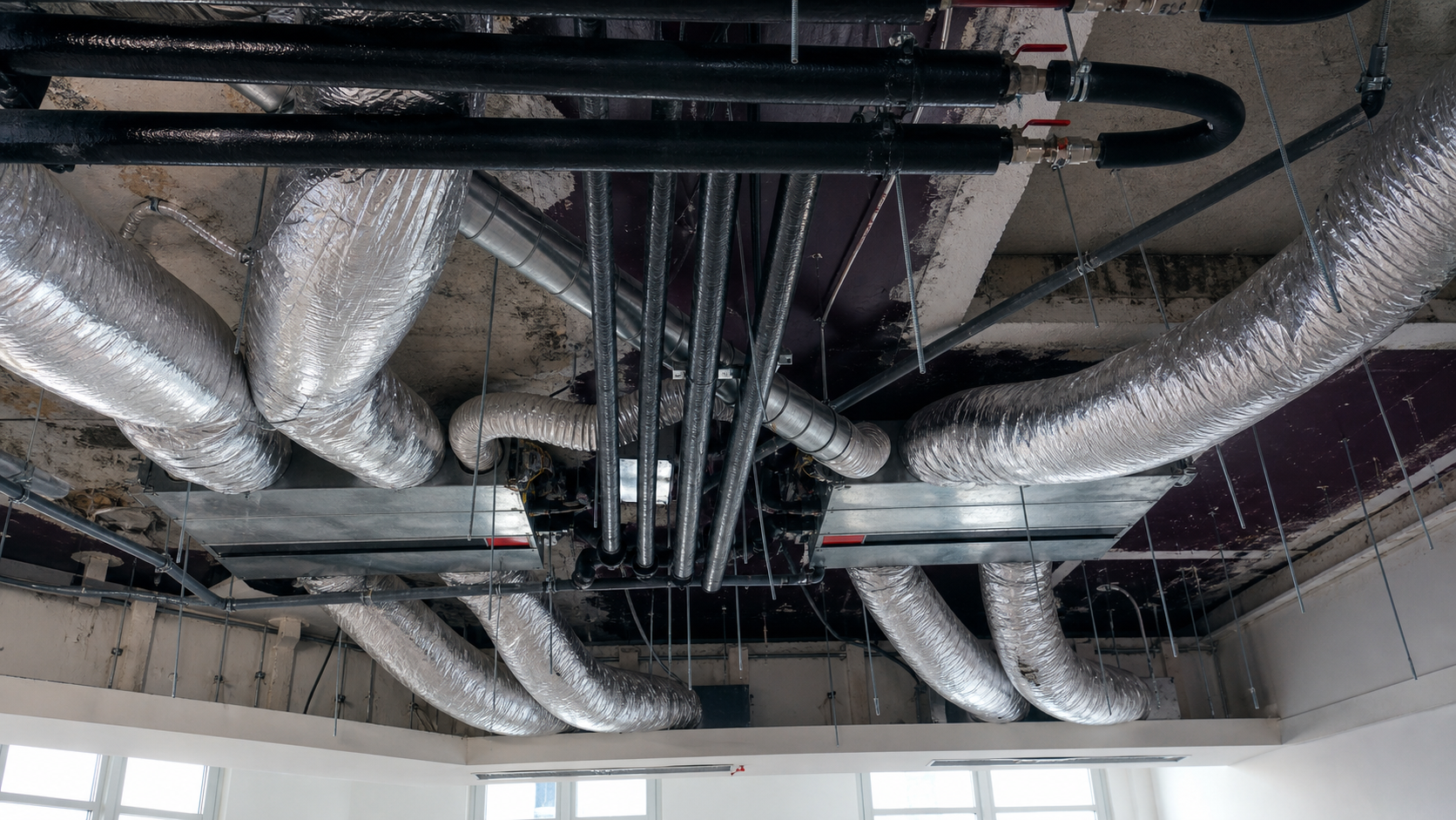 Réseaux de gaines et tuyauteries CVC en phase chantier